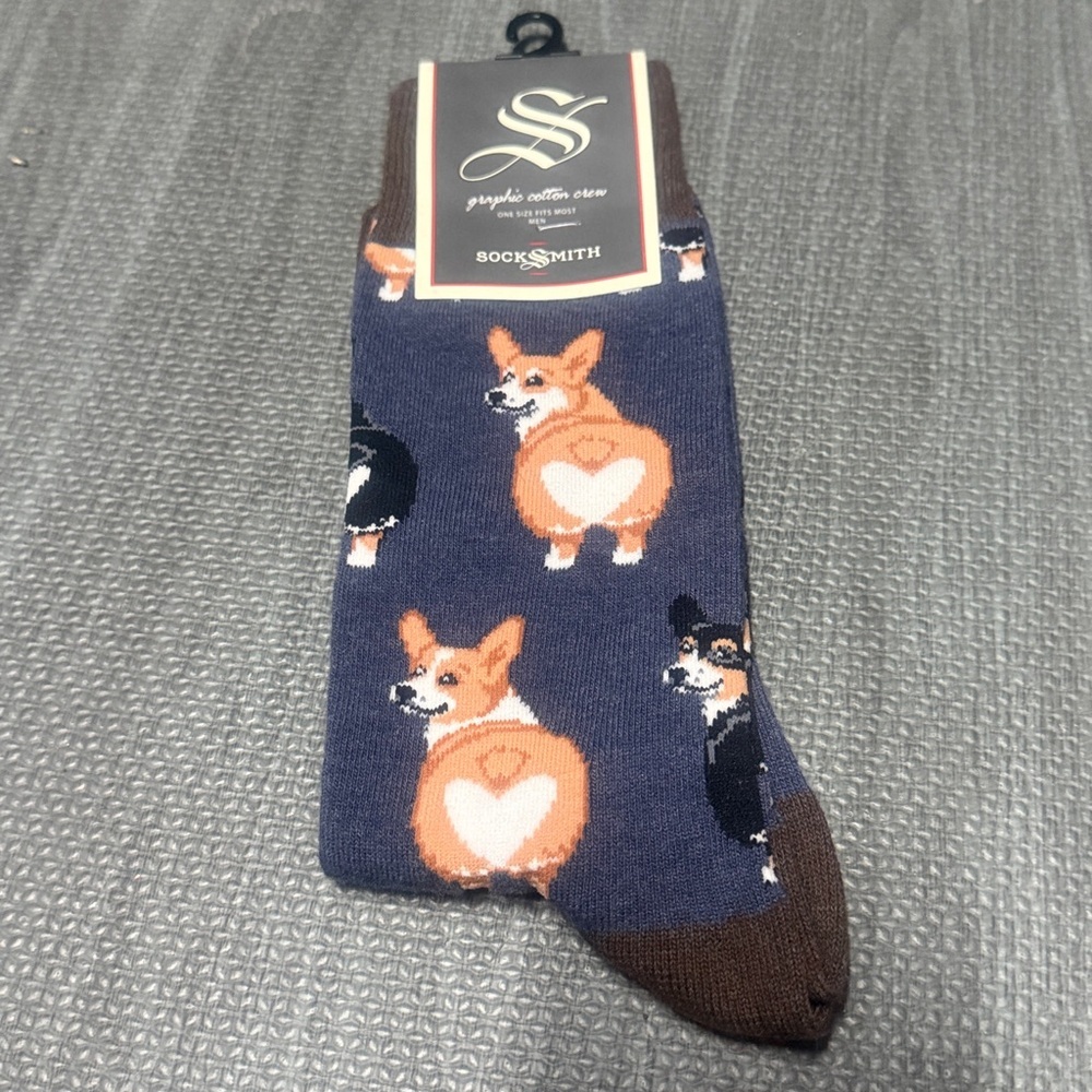 SockSmith Men’s Corgi Butt Blue socks
